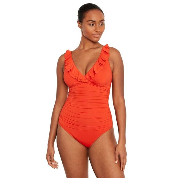 Ralph Lauren Other - Ralph Lauren Ruffled One-Piece Swimsuit Papaya Size 10 New